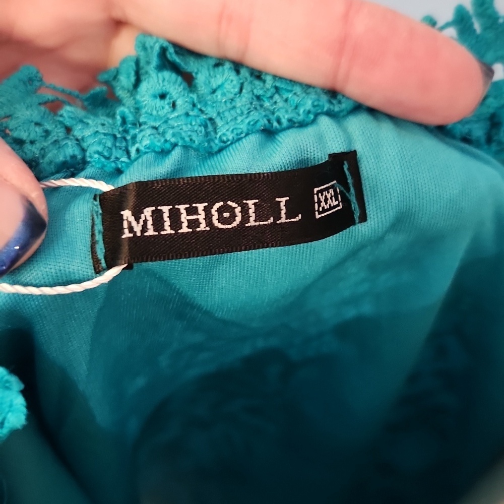 Miholl Rosette Floral Lace Scoopneck Ruffled Flowy Boho Boxy Blouse PreppyFormal - Picture 8 of 10